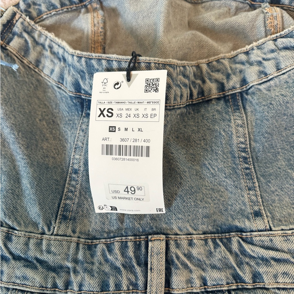 denim strapless zara mini dress NWT